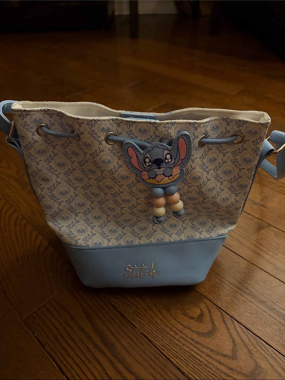 Disney Light Blue Stitch Patterned Crossbody Tote